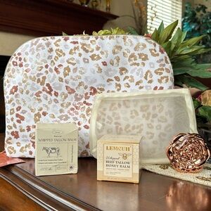 Sonia Kashuk 2-Piece Leopard Print Zippered Cosmetic Bags & Whipped Tallow Balms